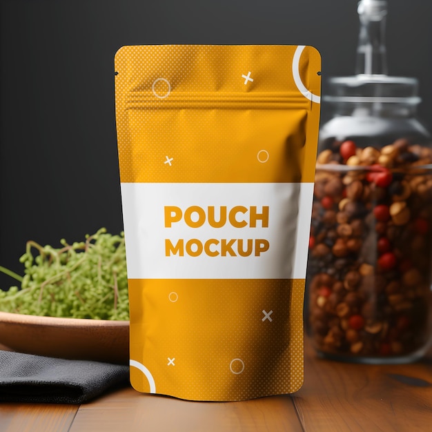 Food pouch bag packaging sachet mockup design
