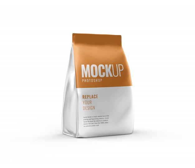 Food pouch mockup realistic 3d rendering