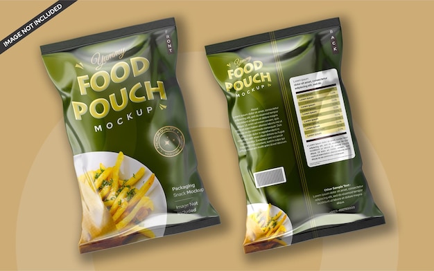 Food pouch packaging mockup template front and back design