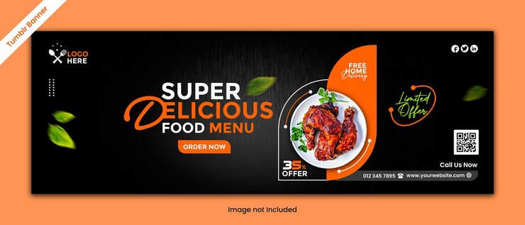 PSD food promotion and restaurant tumblr banner post template psd