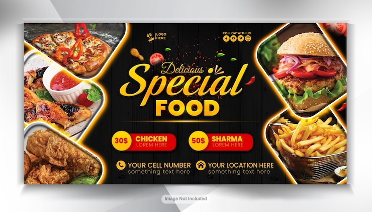 PSD food promotional social media banner design