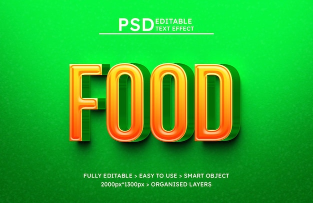 PSD food realistic 3d text effect