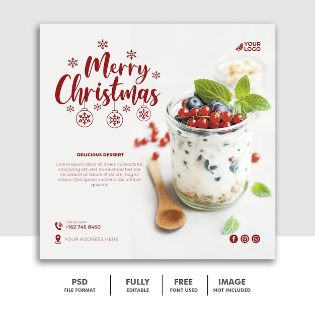 Food restaurant christmas social media post banner template