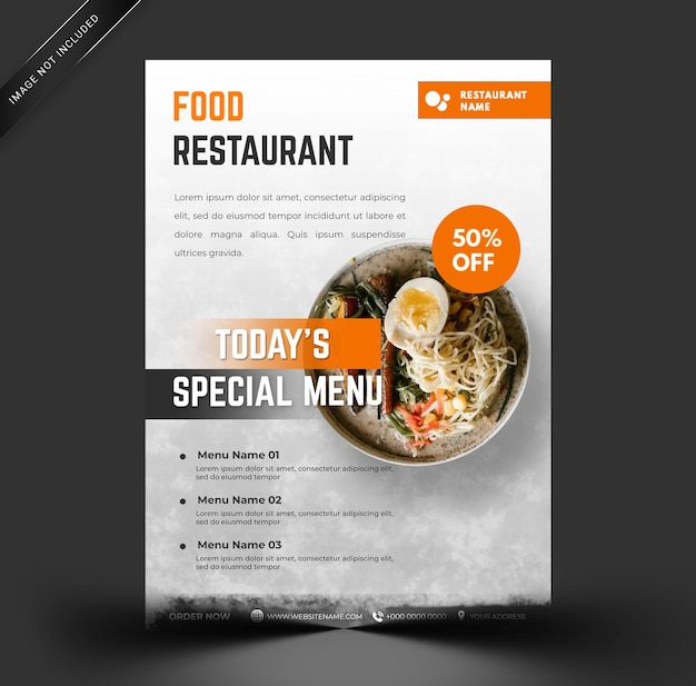 Шаблон флаера food restaurant белый современный шаблон. psd шаблон