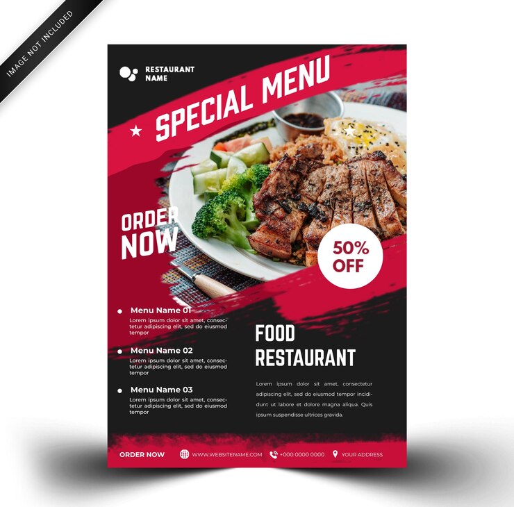 Food Restaurant flyer template white modern template. PSD Template