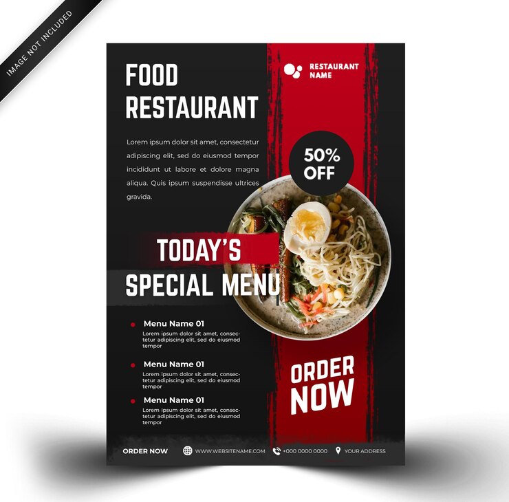 Food Restaurant flyer template white modern template. PSD Template