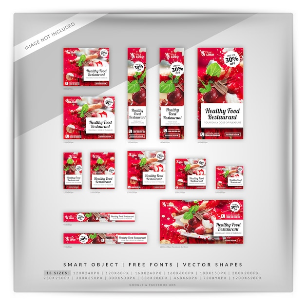 PSD food & restaurant google banner set