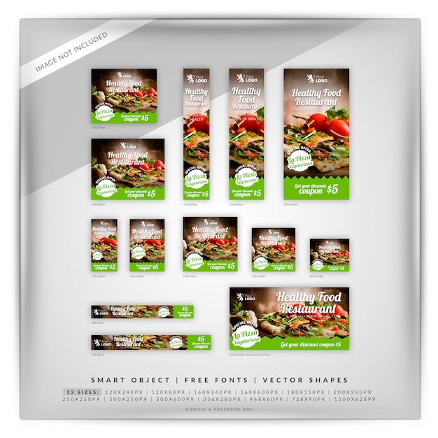 PSD food & restaurant google-bannerset