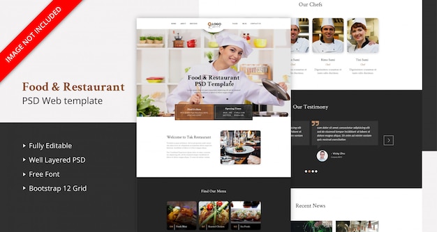 PSD pagina di destinazione food & restaurant