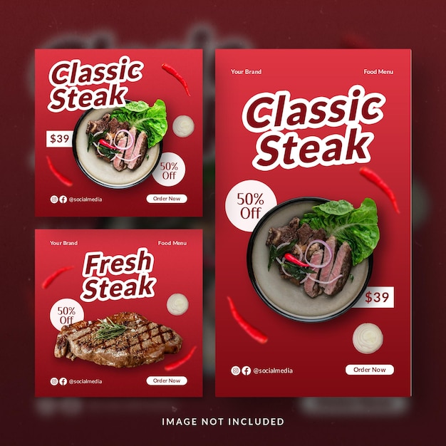 Food and restaurant menu promotion instagram post or banner template