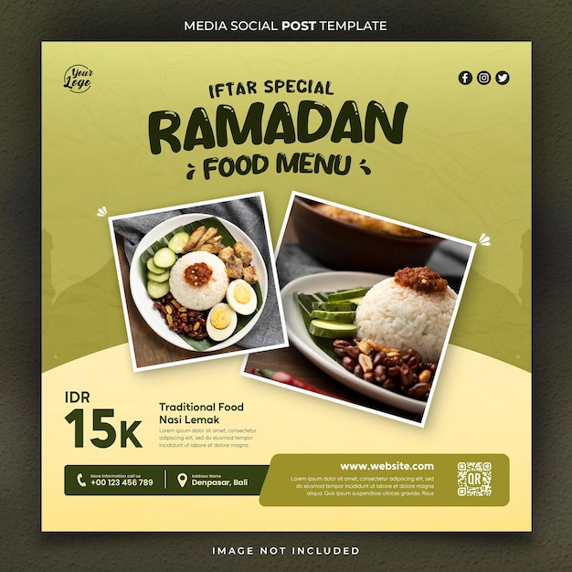 Food restaurant menu special ramadan media social post template