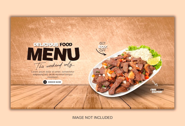 Шаблон веб-баннера меню еды и ресторана