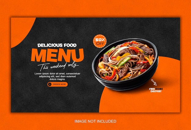 Шаблон веб-баннера меню еды и ресторана