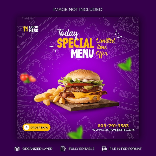 Food and restaurant social media banner post template