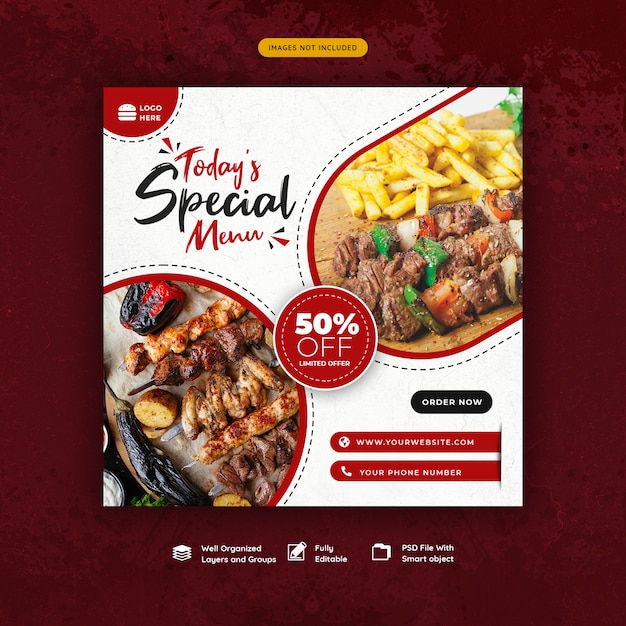 Food and restaurant social media banner template