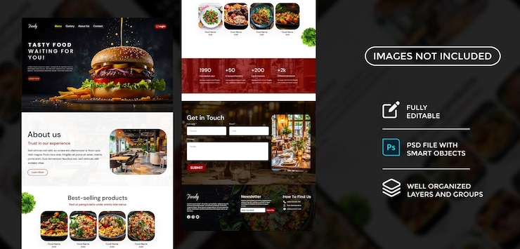 PSD food and restaurant website design template