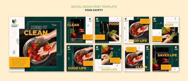 PSD food safety insta social media post design template