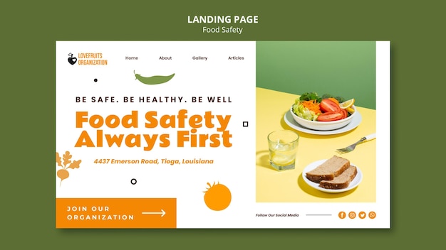 PSD food safety landing page template