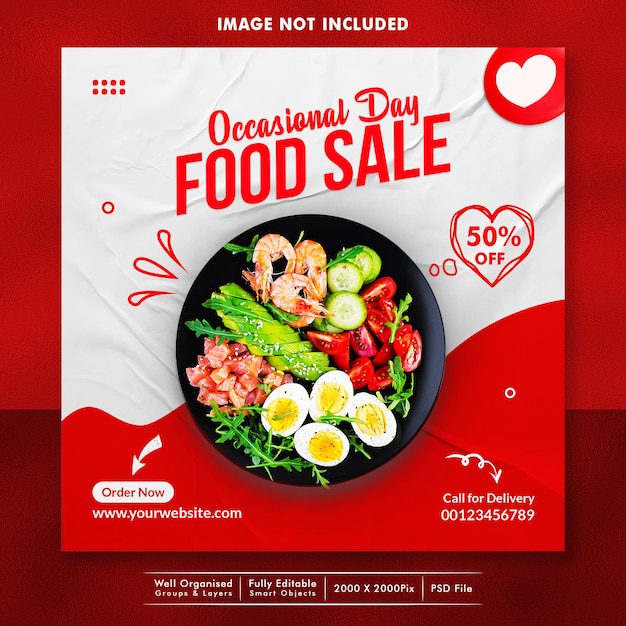 Modello di progettazione di banner di social media per la vendita di cibo