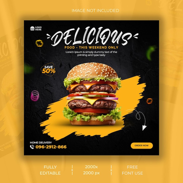 food sale social media promotion and instagram banner post design template