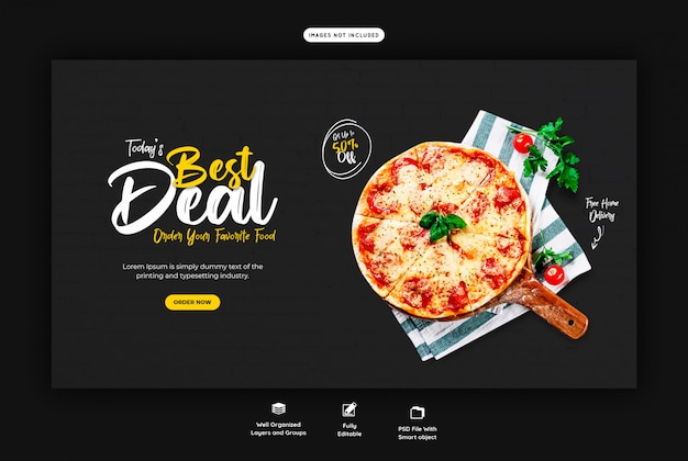 PSD food sales menu for web banner template