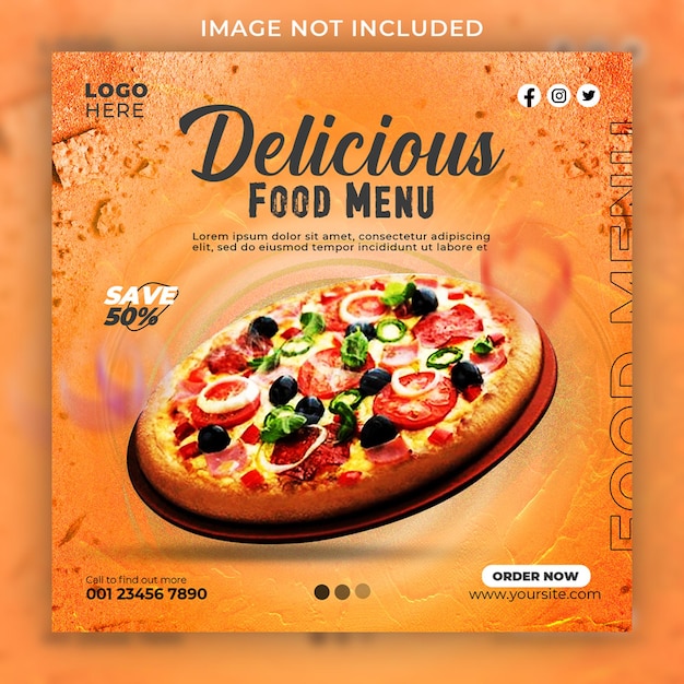 PSD food social media banner and instagram post template premium psd