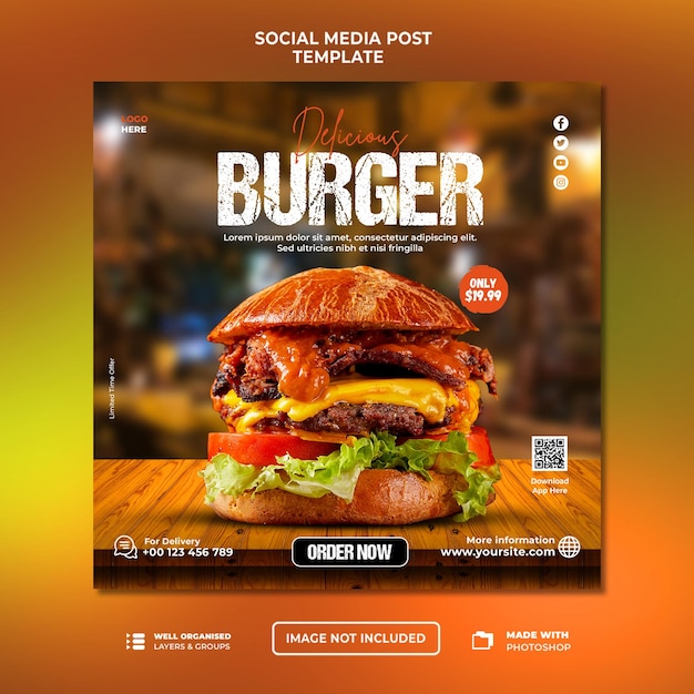 PSD food social media banner post template