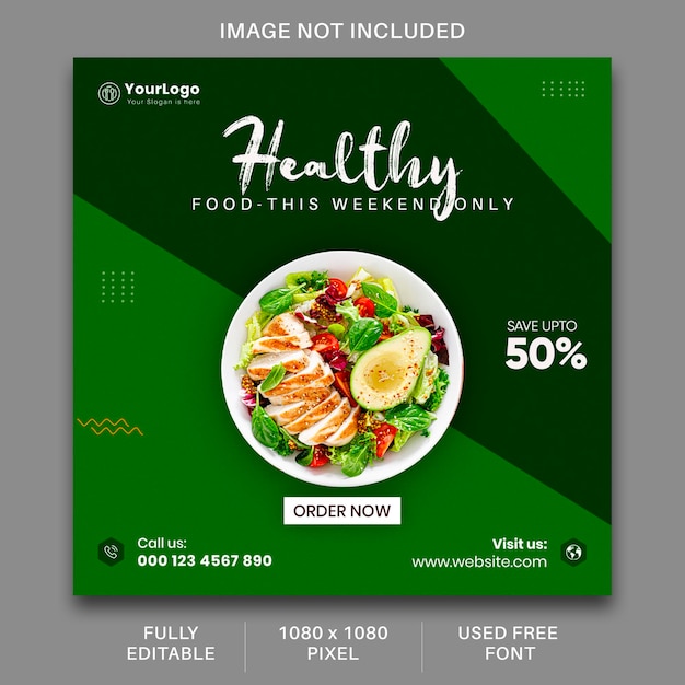 Food social media creative and instagram banner post design template green design