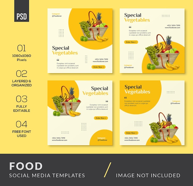 PSD food social media design instagram post