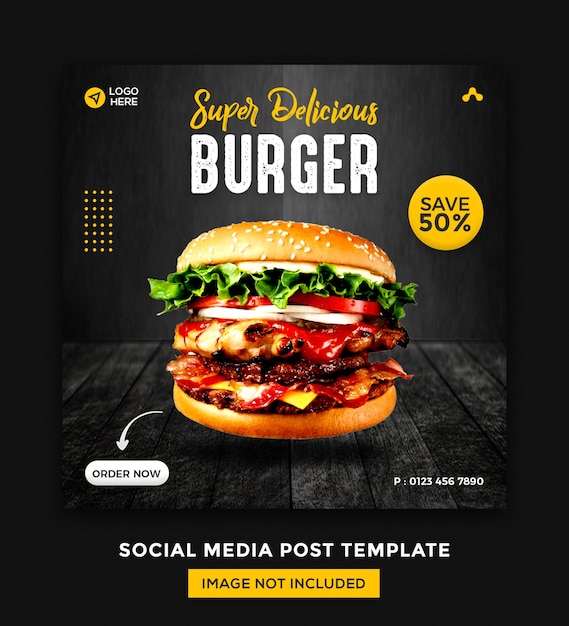 Social media alimentare e modello di progettazione di post banner instagram