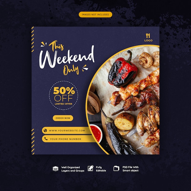 Food social media instagram post template