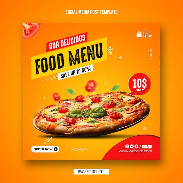 Post dei social media alimentari e modello di progettazione di banner di instagram