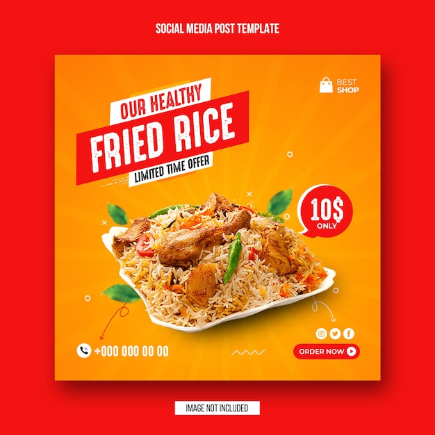 PSD food social media post and instagram banner design template