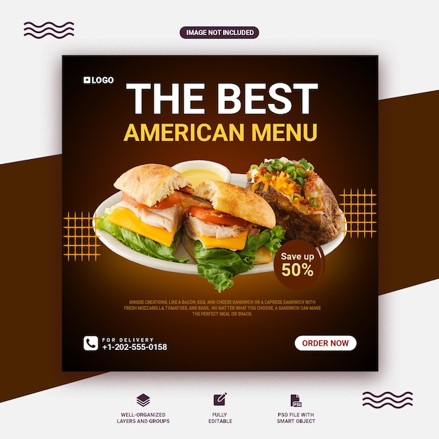 food social media post-PSD template