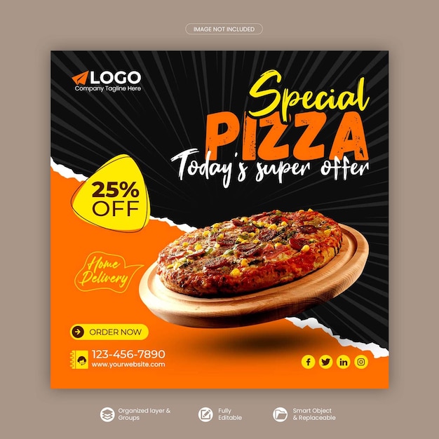 Food social media post or square banner and web banner template premium psd