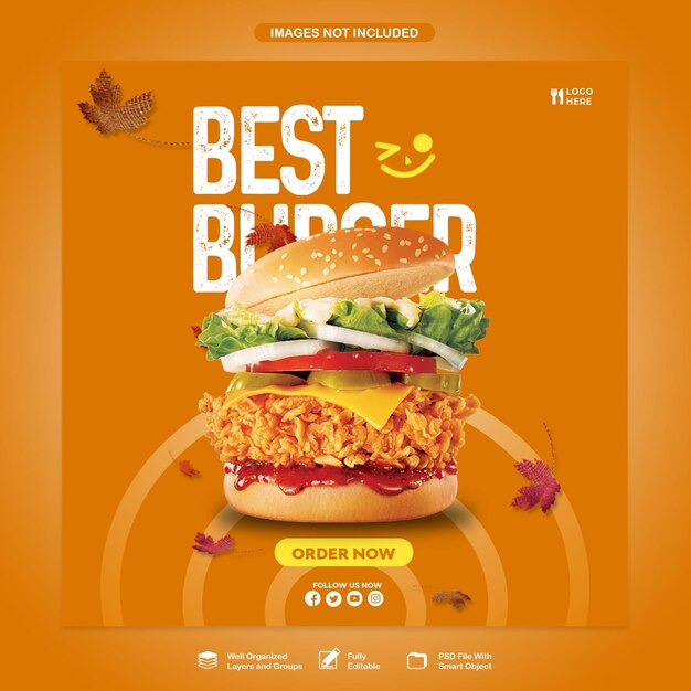 PSD food social media post template design