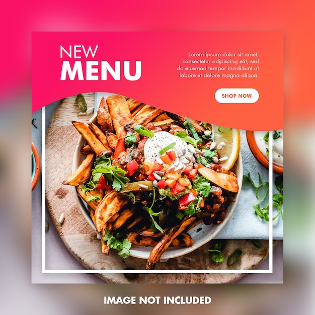 PSD food social media post template square banner
