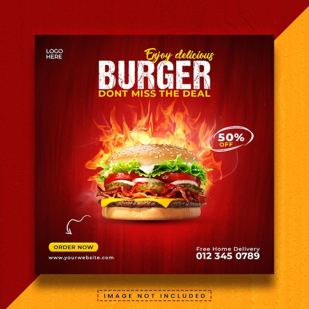 PSD food social media promotion banner and instagram banner post design