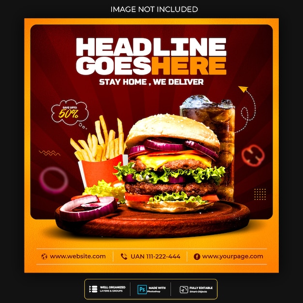 food social media promotion and banner post design template