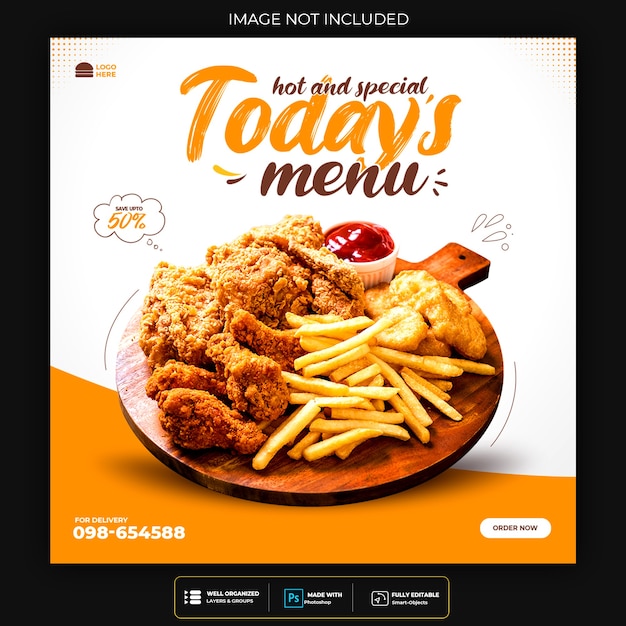 Food social media promotion and banner post design template