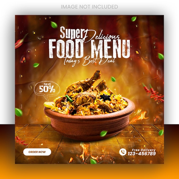 Food social media promotion banner template and instagram banner post design