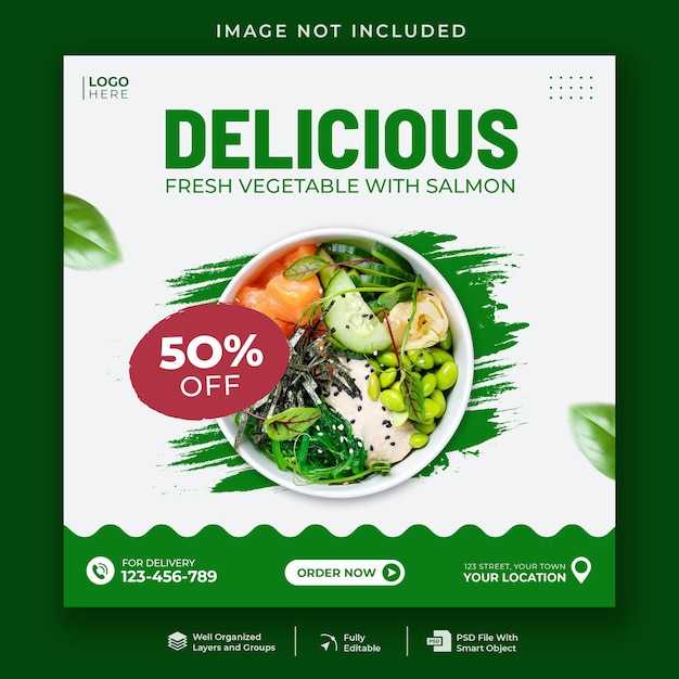 Food social media promotion banner template