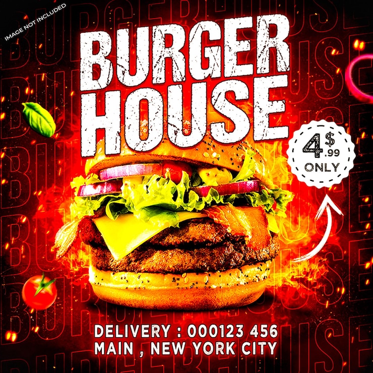 PSD food social media promotion and instagram banner post design template burger house special offer