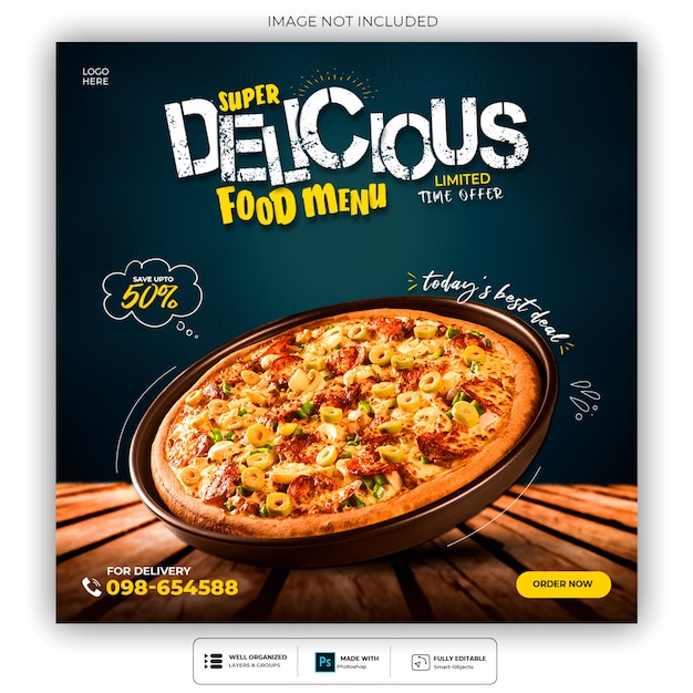 Food social media promotion and instagram banner post design template