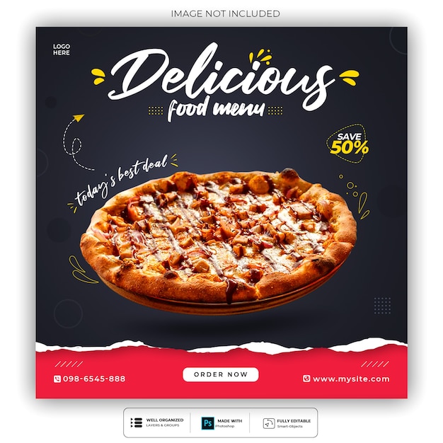 PSD food social media promotion and instagram banner post design template