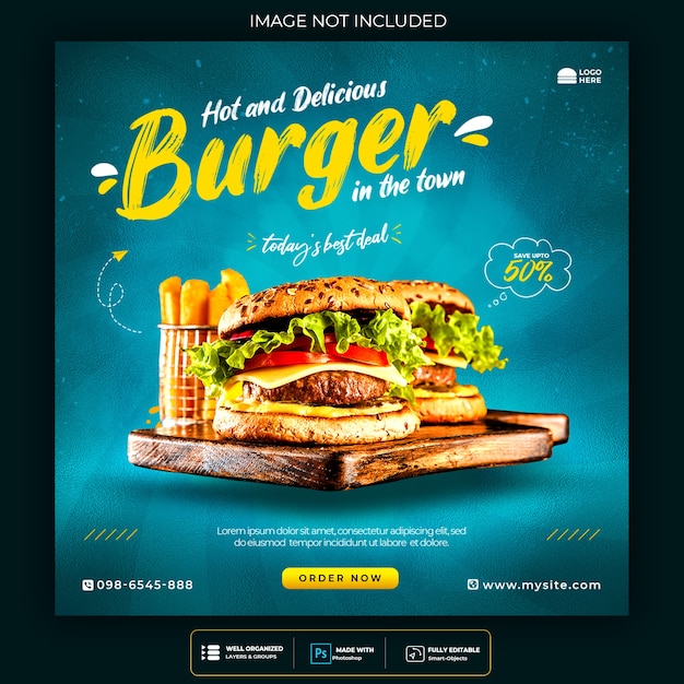 Food social media promotion and instagram banner post design template