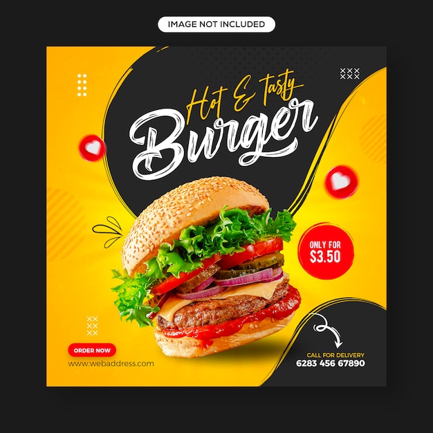 PSD food social media promotion and instagram banner post design template