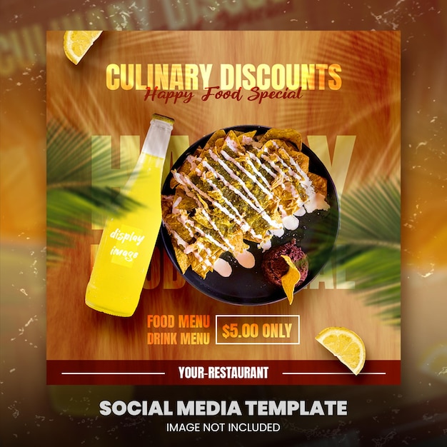 Food social media promotion and instagram banner post design template