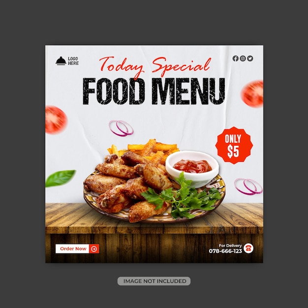 Food social media promotion and instagram banner post design template