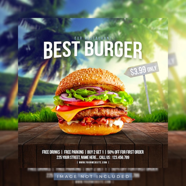 PSD food social media promotion and instagram banner post design template